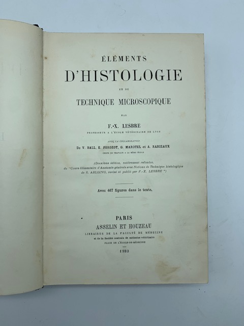 Elements d'histologie et de technique microscopique